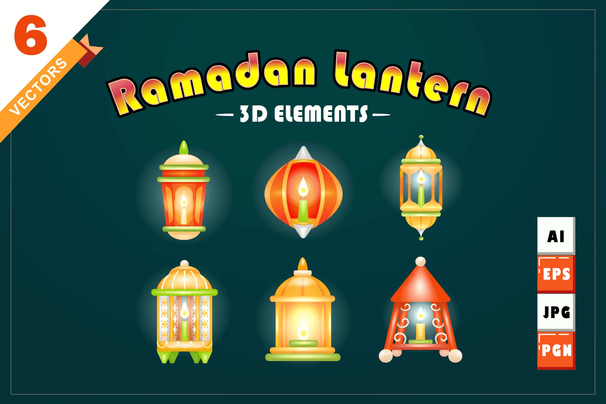 Ramadan Lantern 3D Element