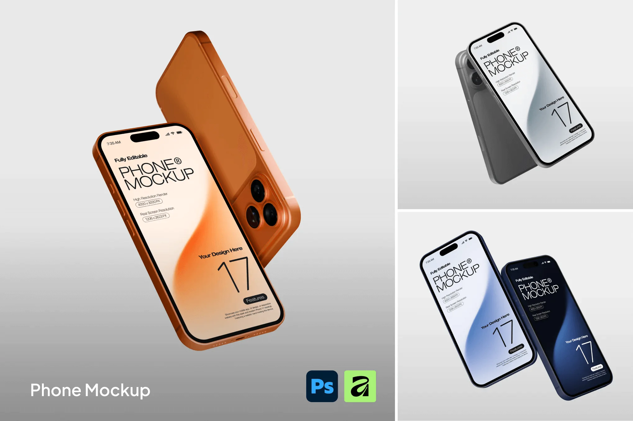 Premium Iphone Apps UI/UX Mockup