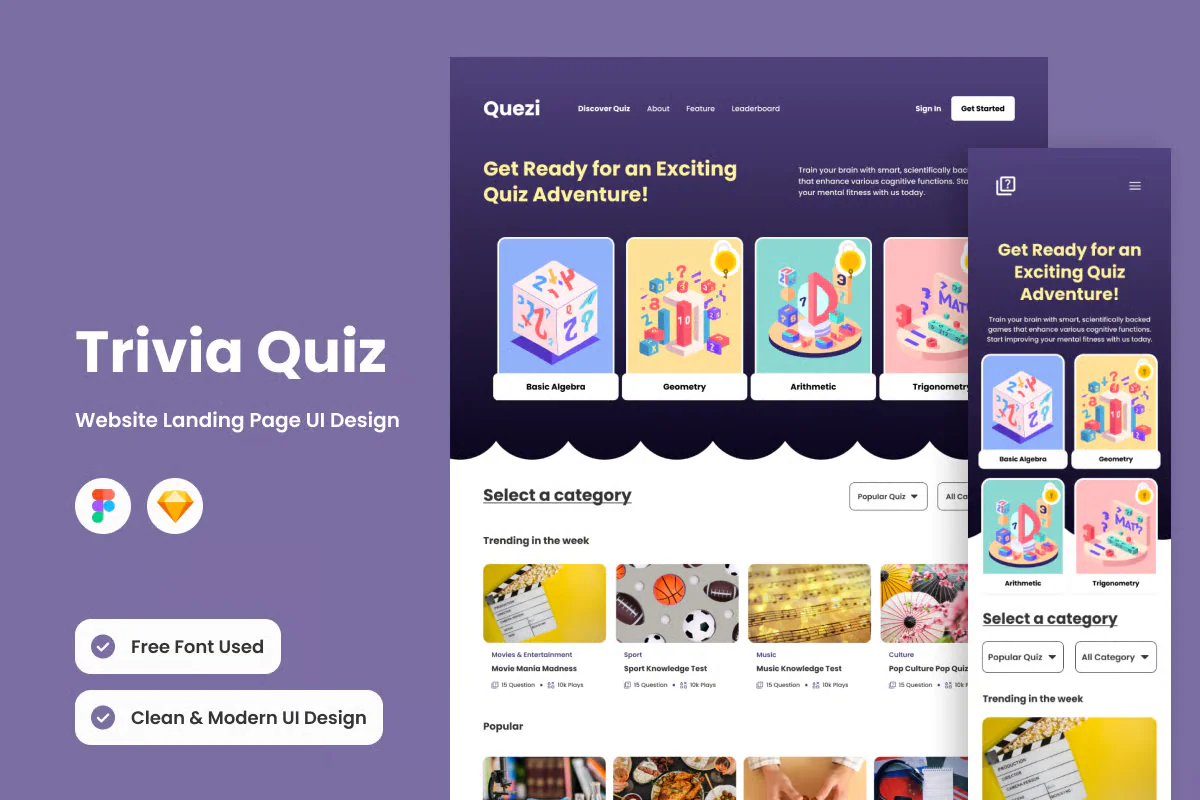 Quezi - Trivia Quiz Landing Page V1