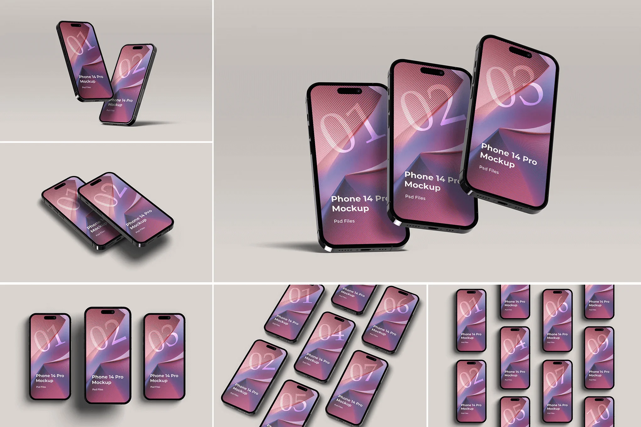 High Quality iPhone 14 Pro Mockup Set