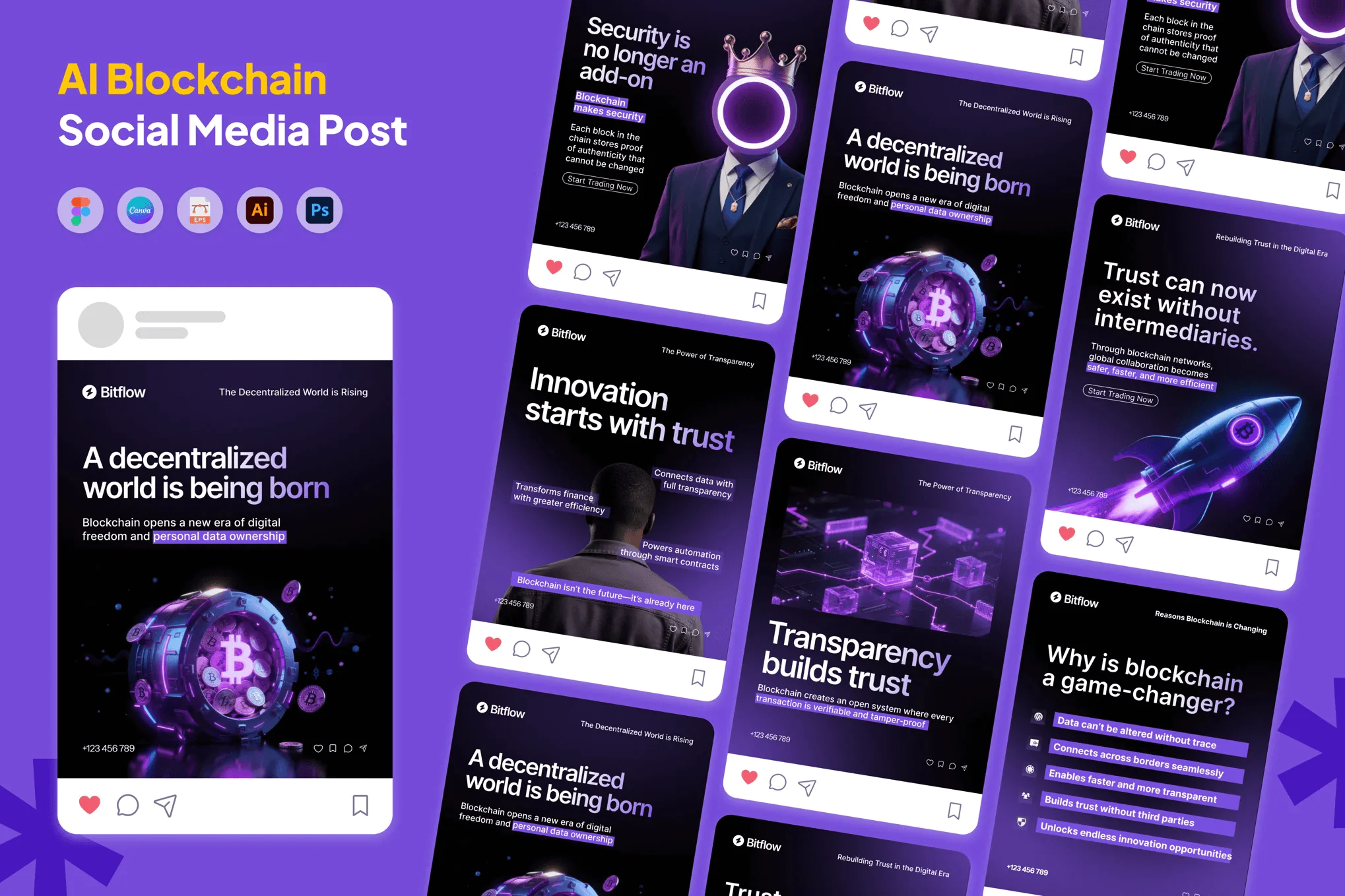 AI Blockchain Social Media Post Instagram Carousel