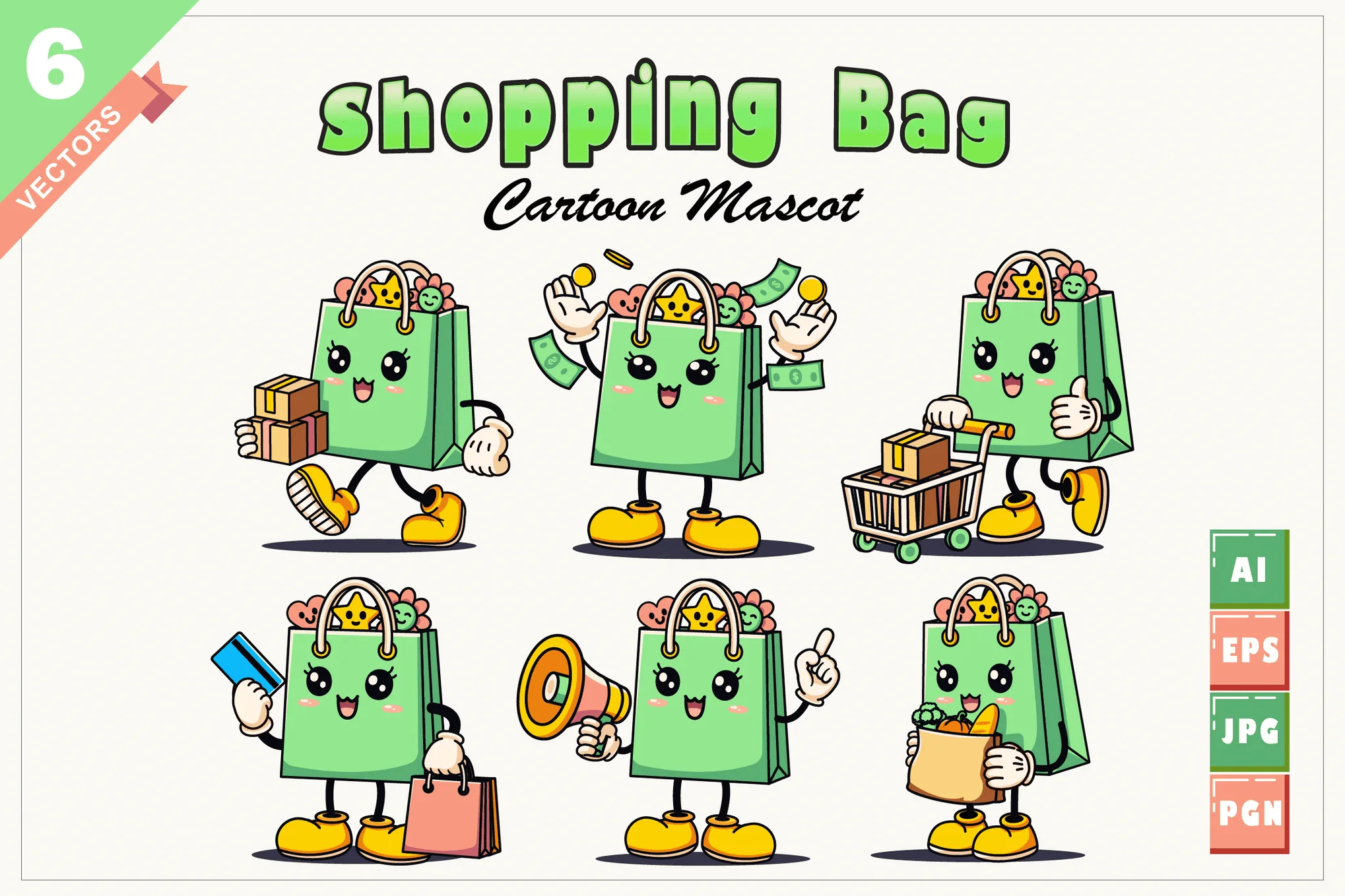 Shopping Bag Cartoon Mascot