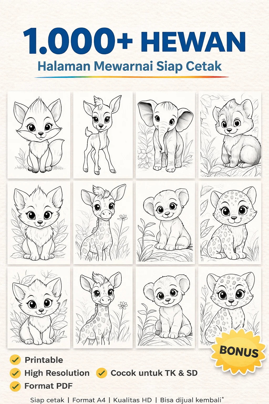 1.000+ Halaman Mewarnai Hewan Lucu untuk Anak
