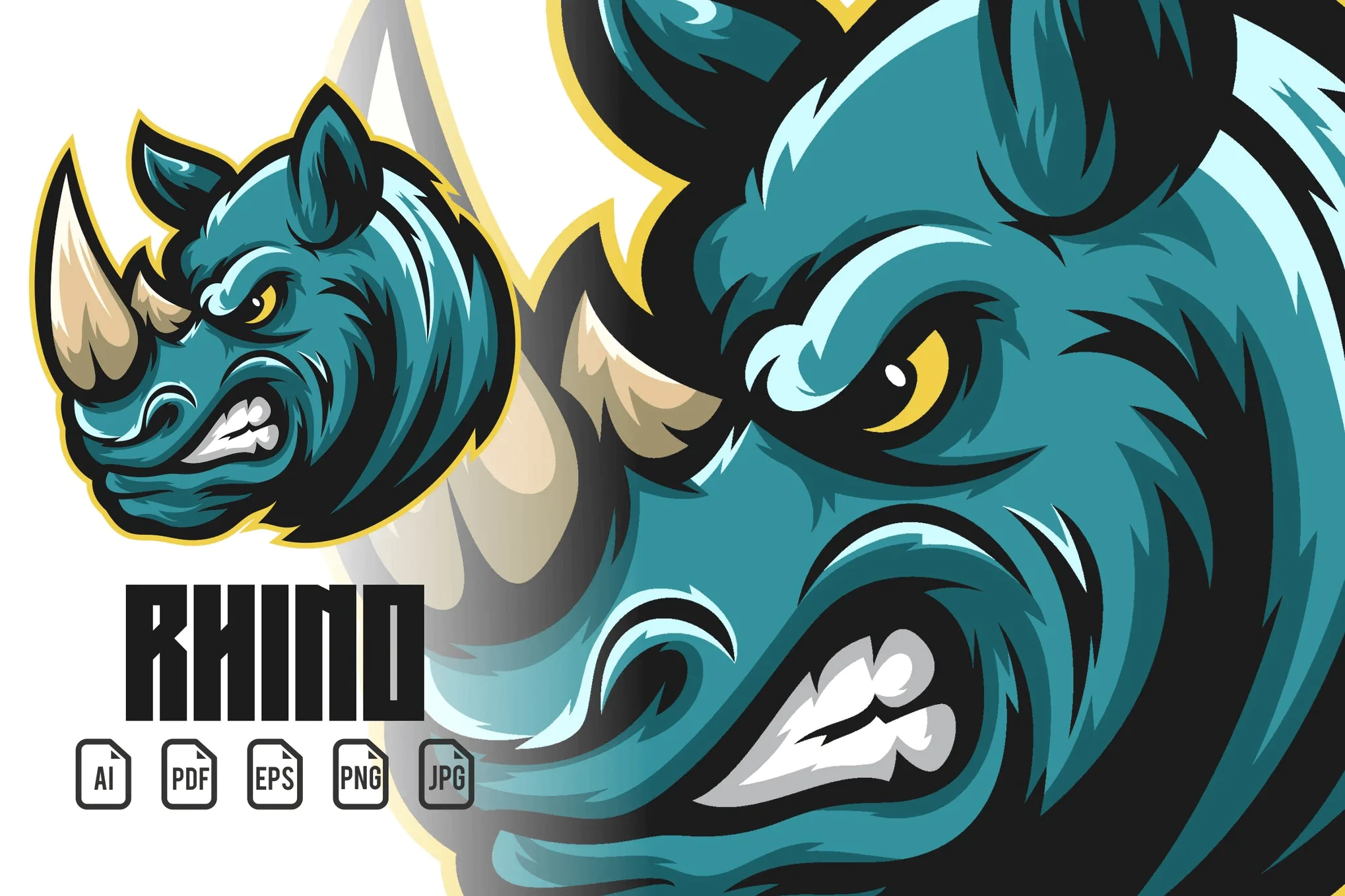 Rhino Mascot Logo illustration