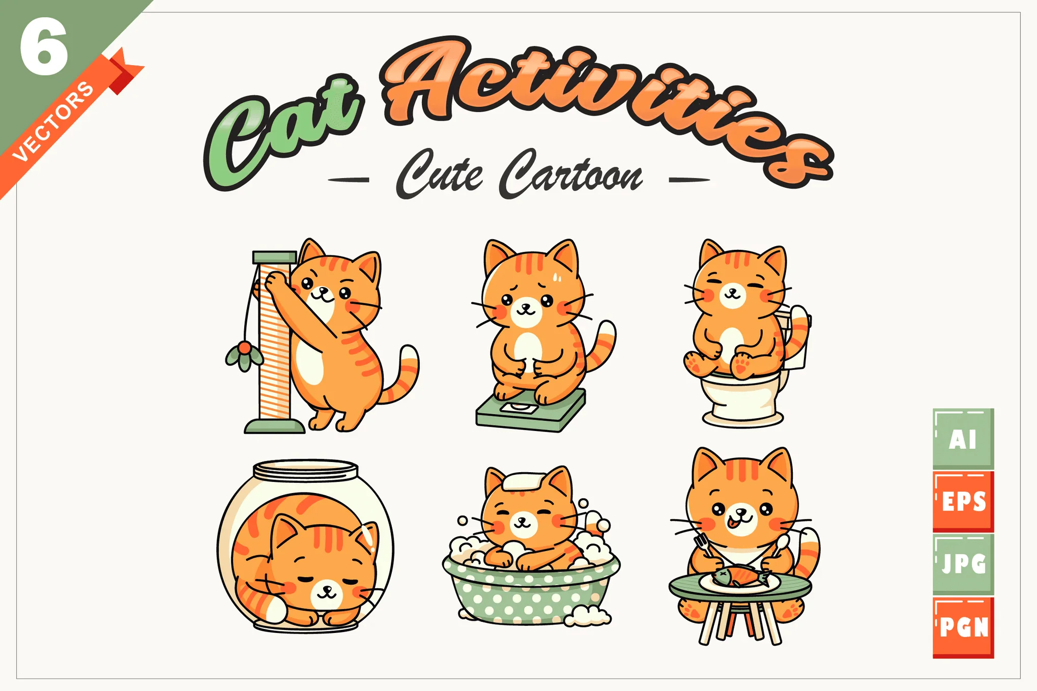 Cat Activities Cartoon