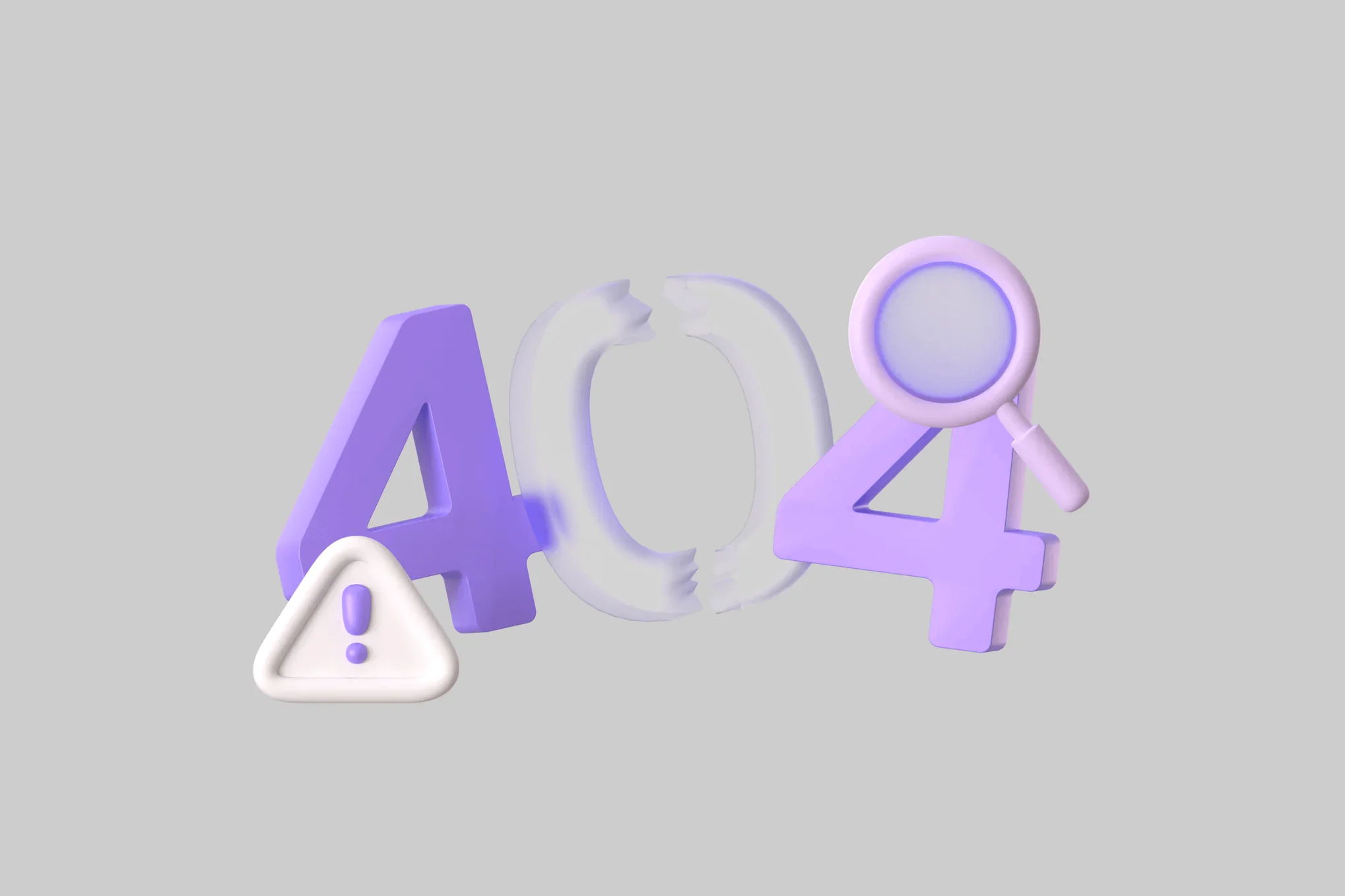 404 error page with exclamation mark and magnifying glass
