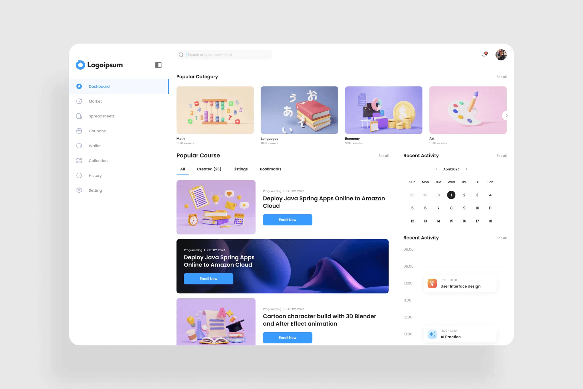 Online Learning Dashboard UI Kit