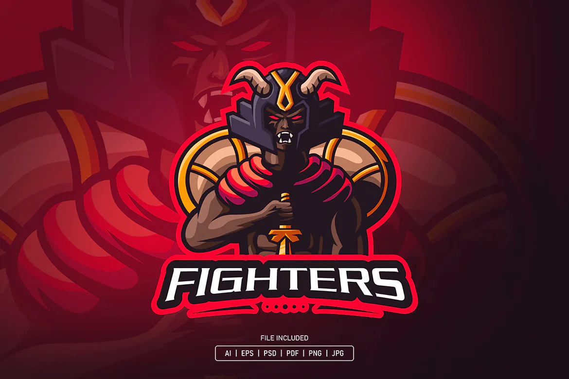 Fighter esport logo template