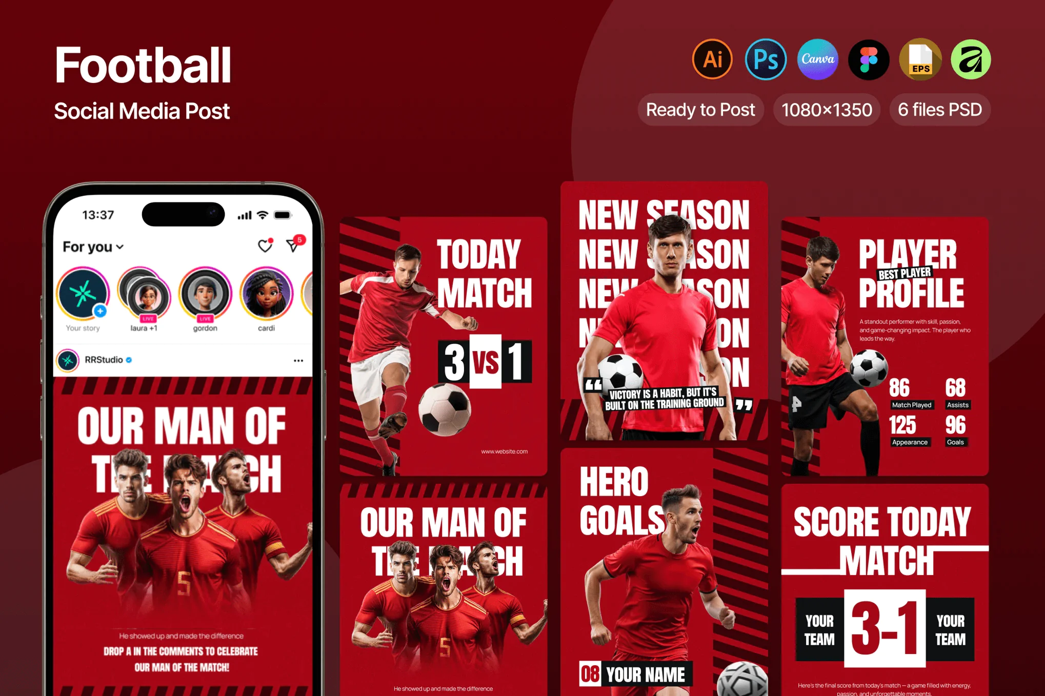 Football Match Day Instagram Carousel Post