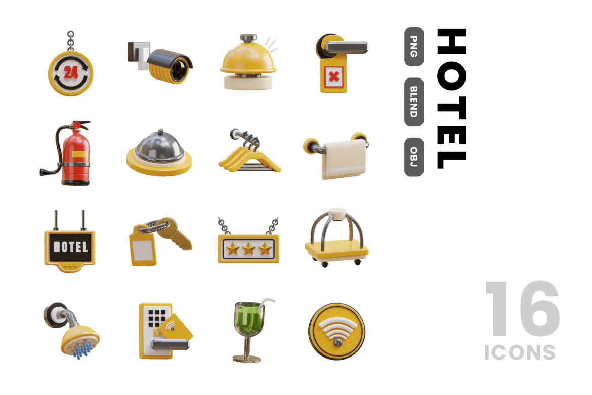 Hotel 3D Icons