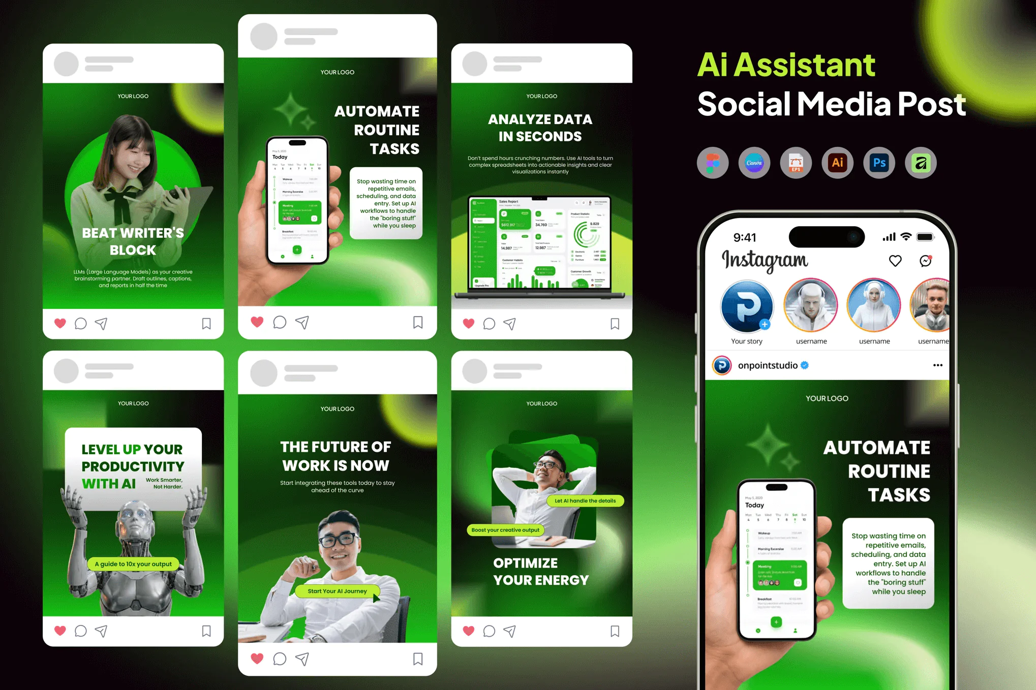 AI Assistant Social Media Post Instagram Carousel