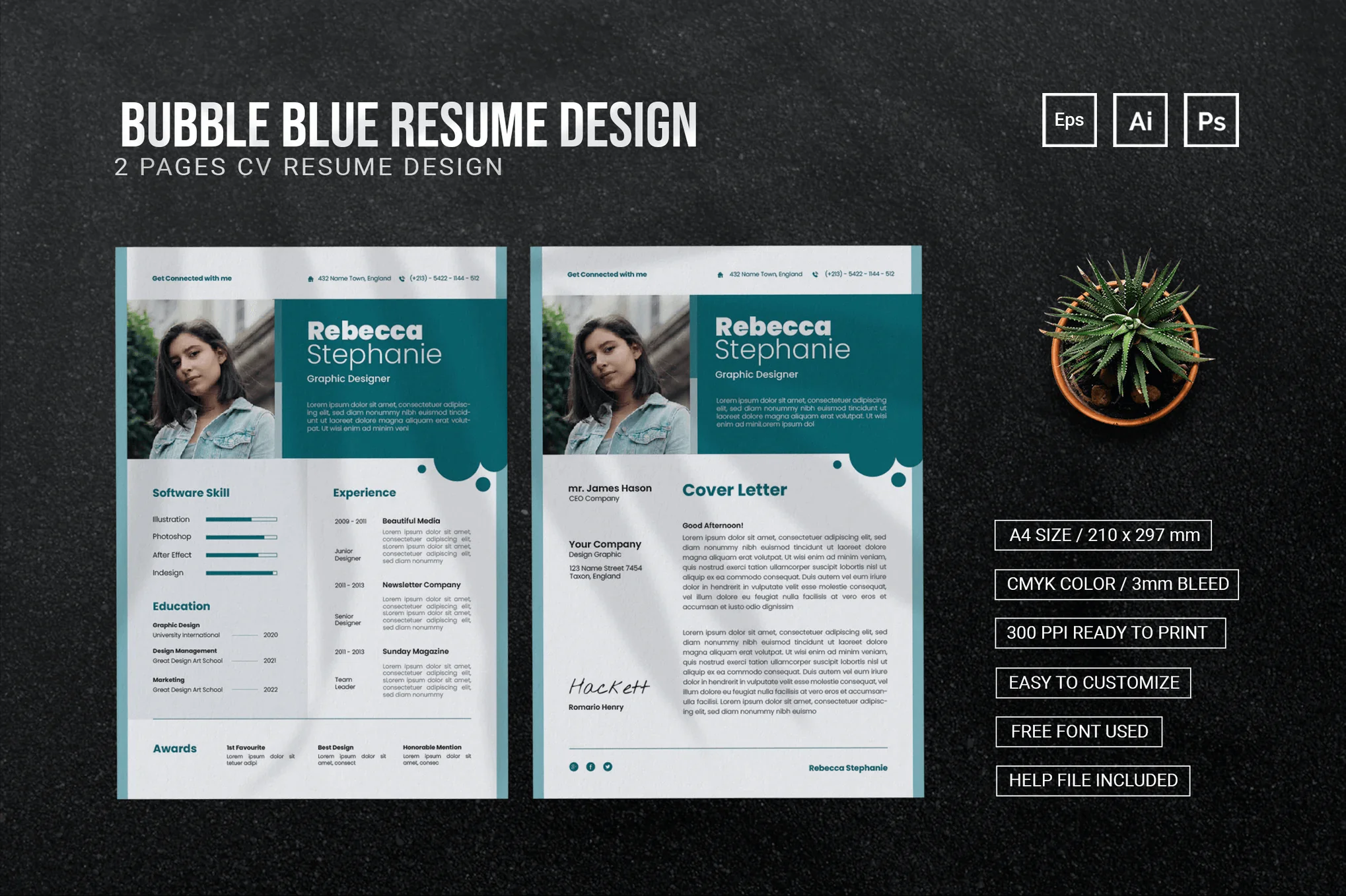 Bubble Blue - CV Resume