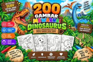 200 Gambar Mewarnai Dinosaurus