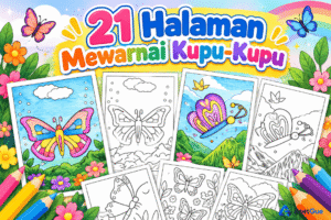 21 Halaman Mewarnai Kupu-Kupu – Coloring Pages Anak Printable