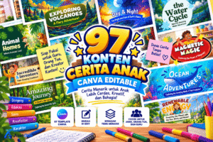 97 Konten Cerita Anak Canva Editable