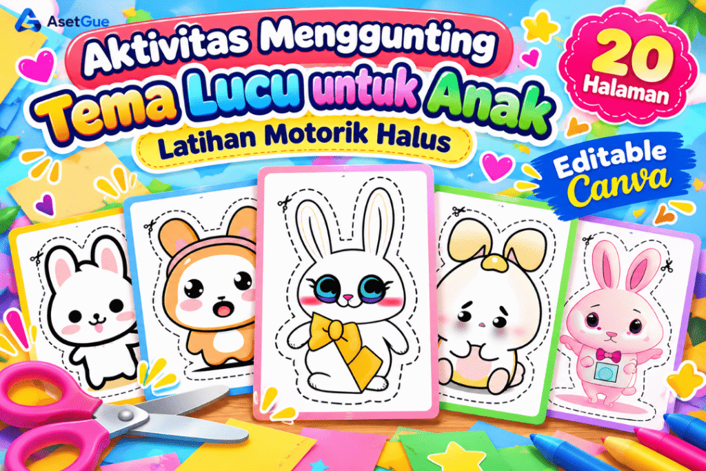 Aktivitas Menggunting Anak Tema Lucu – 20 Halaman Editable Canva