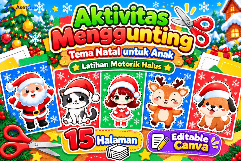 Aktivitas Menggunting Tema Natal untuk Anak – Latihan Motorik Halus