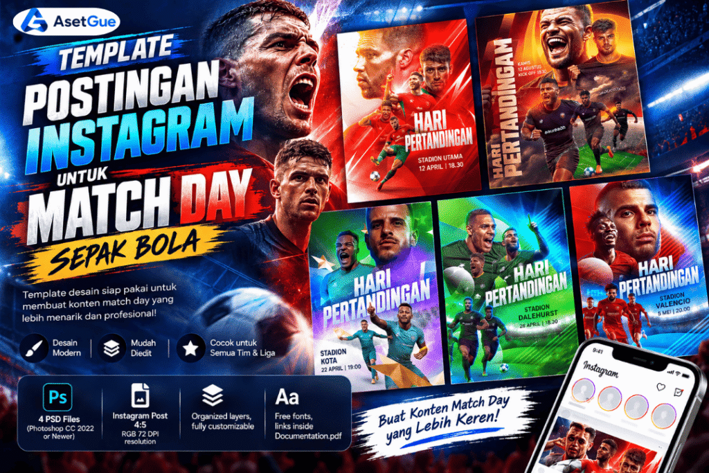 Template Instagram Match Day Sepak Bola – 4 PSD
