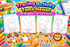 Tracing Activity Tema Hewan – Worksheet Menggambar & Mewarnai Anak
